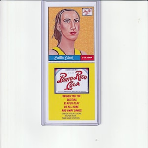 Marcador Caitlin Clark - 3"x7" em suporte de carregamento superior - Universidade de Iowa - Cartão de arte colorido