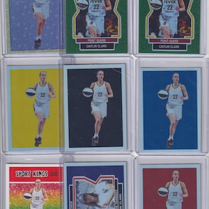 Neuf cartes Caitlin Clark, taille standard, papier cartonné holovinyle, cartes d'illustrations, superstar du basket-ball