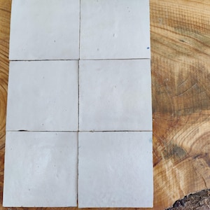 Handmade Moroccan Wall Tiles – White Decorative Zellige – Bathroom Kitchen Backsplash – Indoor Outdoor Wall Art – 10x10 cm = 4x4 inches