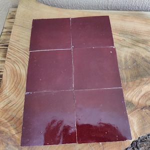 Handmade Moroccan Zellige Tile: Deep Red Glazed Tilework (4x4 in)