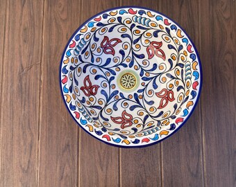 Handmade Ceramic Bathroom Sink : Artisan Floral Vanity Basin