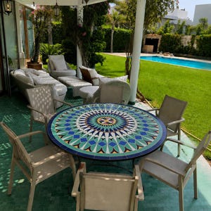 Handmade side table - Moroccan zellige table - garden table - mosaic bistro table - custom made table.