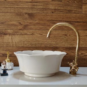 Handmade Moroccan vessel sink, bathroom vanity washbasin.