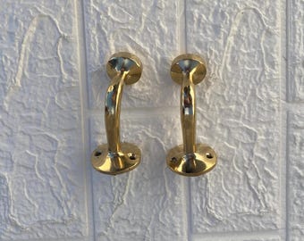 Massief messing kapstokhaken – gepolijste vintage antieke hardware