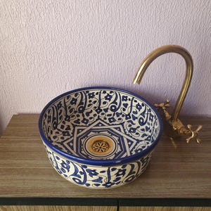 Bleu Moroccan ceramic sink - bathroom Vanity Sink Set - Elegant Washbasin