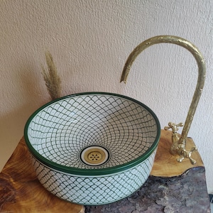 Handmade Moroccan Ceramic Vessel Sink: Antique Bathroom Basin