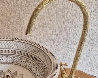 Engraved Moroccan brass faucet, mixer tap for bathroom washbasin