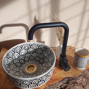 ceramic sink - Antique Handmade wash basin - Moroccan vessel sink for bathroom