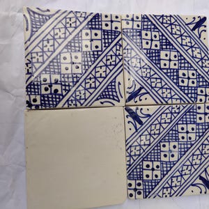 Handmade Moroccan Wall Tiles – Bleu and White Decorative Zellige – Bathroom Kitchen Backsplash – Indoor Outdoor Wall Art – 4x4 inches