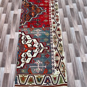 Vintage 7.2x2.7ft Floral Area Rug - Tribal Rug - Turkish Anatolian Rug - Living and Dinning Room Rug - Hand-Knotted Rug - Free Shipping