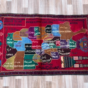 Vintage 4.8x2.10 ft Geometrischer Teppich - Wunderschöner Vintage Afghanistan Map Belutsch Teppich - Handgemachter Wollteppich - Kostenloser Versand