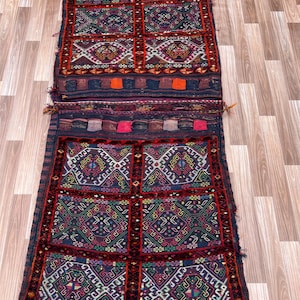 Beautiful 6.5x2.10ft Saddle Bag Rug - Vintage Turkish Somak Saddle Bag Rug - Tribal Saddle Bag - Handmade Woolen Rug - Free Shipping