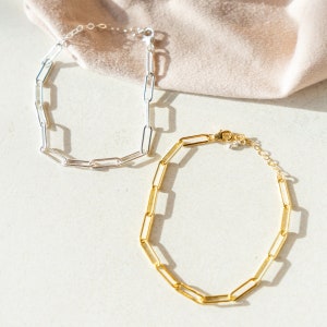Paperclip Bracelet / Sterling Silver or 14k Gold Filled / Adjustable Bracelet / Dainty Jewelry image 1