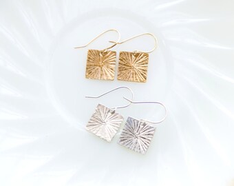 Star Burst Earrings / Sterling Silver or 14k Gold Filled / Dainty Jewelry / Gifts for Her / Square Earrings / Geometric / Minimalist