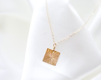 Star Burst Necklace / Sterling Silver or 14k Gold Filled / Dainty Jewelry / Gifts for  Her / Geometric Necklace / Square Necklace