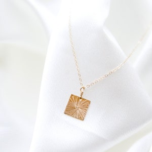 Star Burst Necklace / Sterling Silver or 14k Gold Filled / Dainty Jewelry / Gifts for  Her / Geometric Necklace / Square Necklace