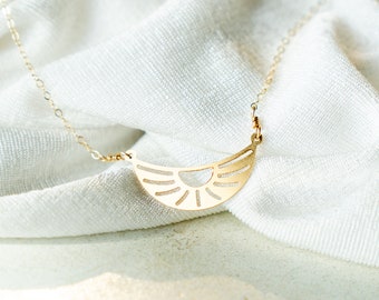 Oasis Necklace / Sterling Silver or 14k Gold Filled / Dainty Jewelry / Geometric / Egyptian / Crescent Shaped