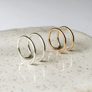 Double Wire Ear Cuff / Dainty Jewelry / Sterling Silver or 14k Gold Filled / Modern / Minimal / Gifts for Her / Cartilage Earring