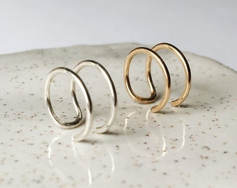 Double Wire Ear Cuff / Dainty Jewelry / Sterling Silver or 14k Gold Filled / Modern / Minimal / Gifts for Her / Cartilage Earring