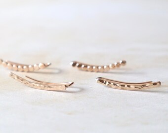 Ear Climber Earrings, Earring Crawlers, Sterling Silver Ear Climber, 14k Gold Filled Hammered Ear Climbers, Gold Ear Climber