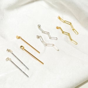 Dangle Stud Backs - Bar or Chain, Dangle Earring Backs, Stud Dangle Earrings, Dainty Jewelry, Sterling Silver, 14k Gold Filled