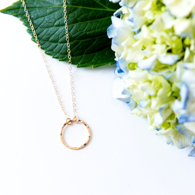 Hammered Circle Necklace / Mixed Metals / Sterling Silver or Etsy