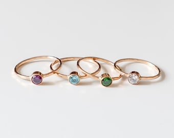Dainty Birthstone Ring, 14k Gold Filled Ring, Bridal Ring, Promise Ring for Her, Anniversary Gifts for Her, Minimalist Ring, Stackable Ring