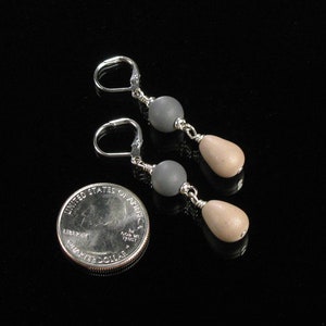 Zen Pebble Earrings, Zen Silver Rock Earrings, Yoga Jewelry, Leverback Earrings, Unique Zen Jewelry Handmade Gift for Women image 4