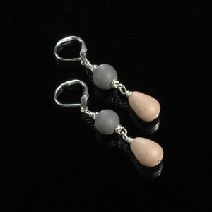 Zen Pebble Earrings, Zen Silver Rock Earrings, Yoga Jewelry, Leverback Earrings, Unique Zen Jewelry Handmade Gift for Women image 2