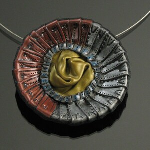 Avant Garde Statement Ketting, Groot Koper, Zilver en Goud Moderne Kunst Sieraden, Unieke Maximalist Sieraden Cadeau voor vrouw verjaardag afbeelding 1
