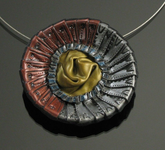 Avant Garde Statement Necklace, Large Copper, Silver and Gold Modern Art Jewelry, Unique Maximalist Jewelry Gift for Woman Birthday 