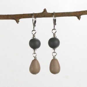 Zen Pebble Earrings, Zen Silver Rock Earrings, Yoga Jewelry, Leverback Earrings, Unique Zen Jewelry Handmade Gift for Women image 6