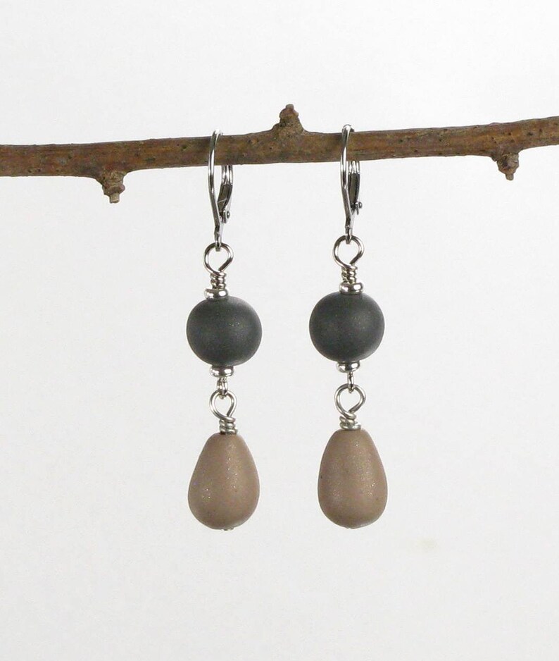 Zen Pebble Earrings, Zen Silver Rock Earrings, Yoga Jewelry, Leverback Earrings, Unique Zen Jewelry Handmade Gift for Women image 6