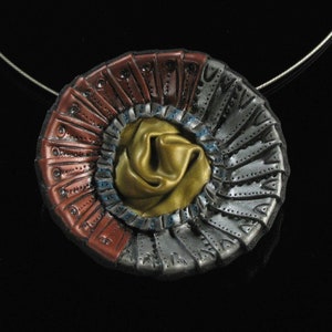 Avant Garde Statement Ketting, Groot Koper, Zilver en Goud Moderne Kunst Sieraden, Unieke Maximalist Sieraden Cadeau voor vrouw verjaardag afbeelding 3
