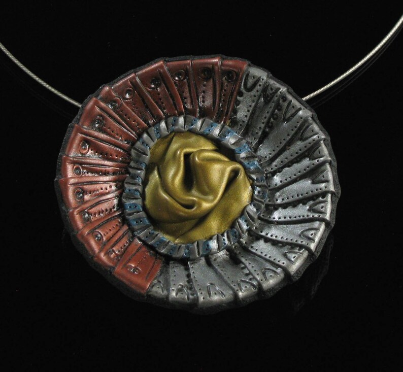 Avant Garde Statement Ketting, Groot Koper, Zilver en Goud Moderne Kunst Sieraden, Unieke Maximalist Sieraden Cadeau voor vrouw verjaardag afbeelding 3