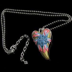 Patriot Heart Necklace, Unique Polymer Clay Jewelry Heart Pendant, Handmade Jewelry Birthday Gift for Her, Women, Mom image 2