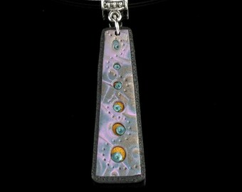 Purple Trapezoid Pendant, Handmade Mokume Gane Polymer Clay Pendant, Unique Gift for Her, Modern Art Jewelry, Womens Gift, Gift for Mom