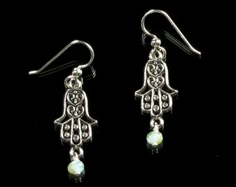 Hamsa Hand Silver Earrings, Boho Earrings, Hamsa Earrings, Lightweight Filigree Dangle Earrings, Spiritual Jewelry, Unique Gift for Women