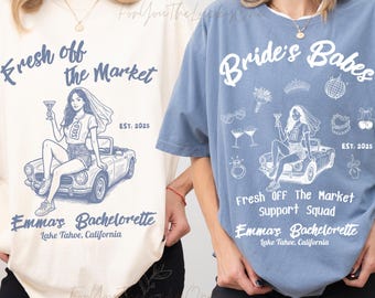 Maglietta personalizzata per addio al nubilato &quot;Fresca dal mercato&quot; Magliette personalizzate per addio al nubilato &quot;Fresca dalla sposa&quot; Magliette di supporto &quot;Fresca dal mercato&quot;