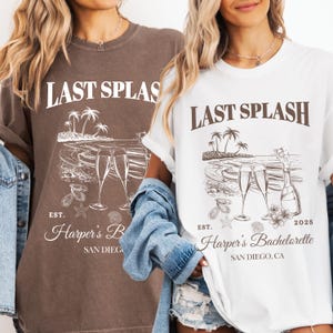 Magliette personalizzate Last Splash per l&#39;addio al nubilato, camicie con conchiglie e campane nuziali, regali per la spiaggia, maglietta Coastal Bachelorette Bach Club, colori comodi
