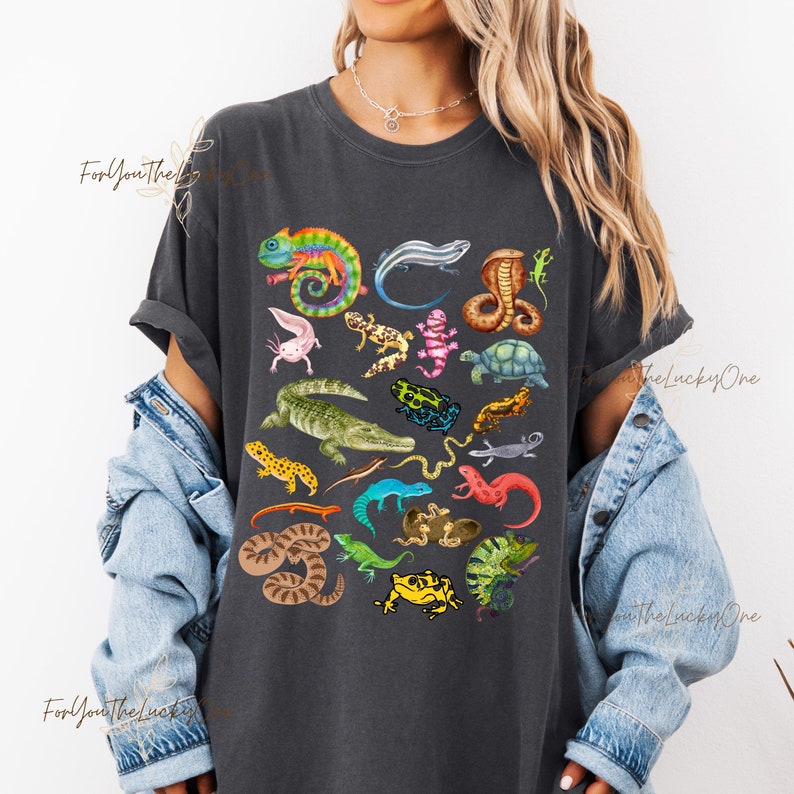 Herpetology Shirt Reptiles and Amphibians of the World Tee Shirt Reptile Gift Zoo Keeper Herpetologist Sweatshirt Present Kids Reptile Gifts image 1