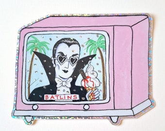 Dracula Snowdome Large Glitter Sticker