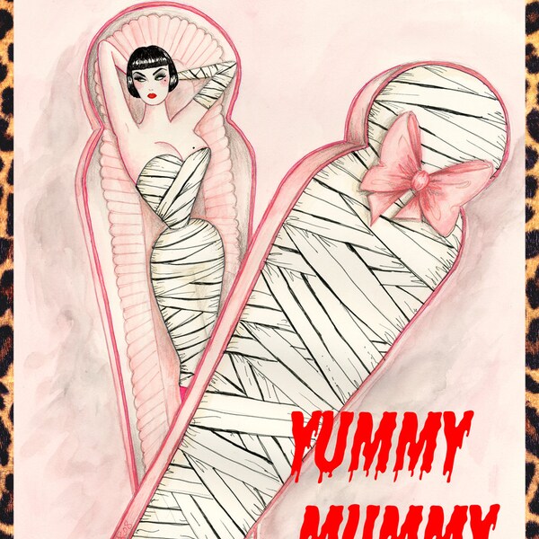 Yummy Mummy 5x7inch handmade glittery greetings card
