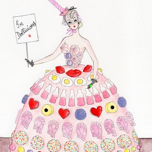 NEW SIZE://Doll-icious glittery greetings card