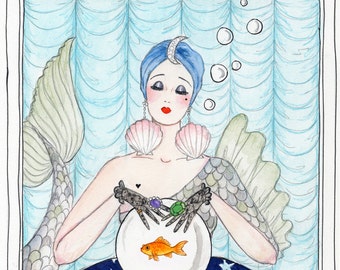 NEW SIZE:// Mystic Mackerel card with Fortune Teller Fish