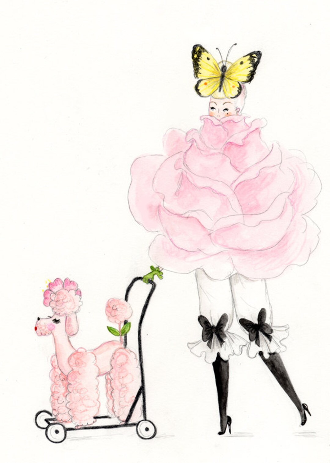 Rose La France Glittery Greetings Card Etsy