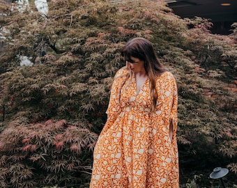 Signature Kaftan -  Fall Floral Terracotta