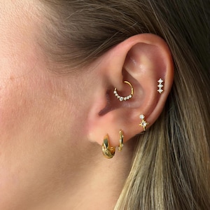 18K Gold Cartilage Helix Tragus Conch Flat Piercing