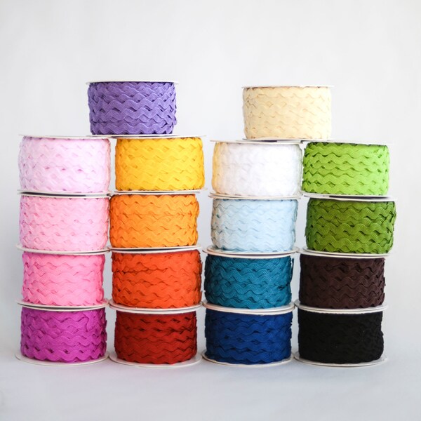 SALE 150 YARDS,  6 Spools of Ric Rac, 25 yards each, 3/8ths inch, 5mm, you choose