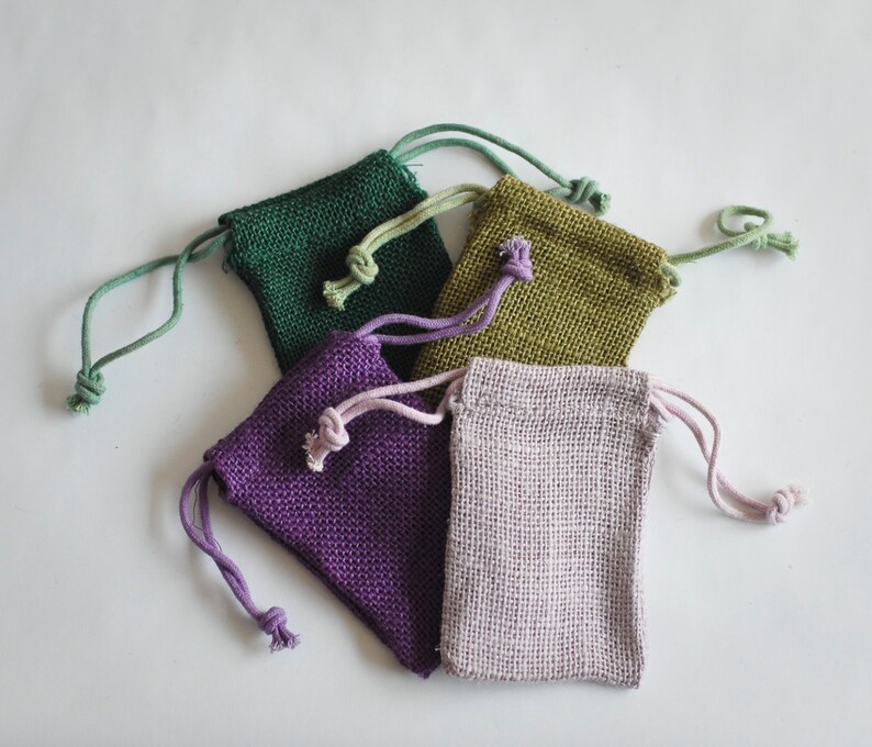 24 Burlap Bags 3x5 Jute Forest Green Natural Drawstring Etsy